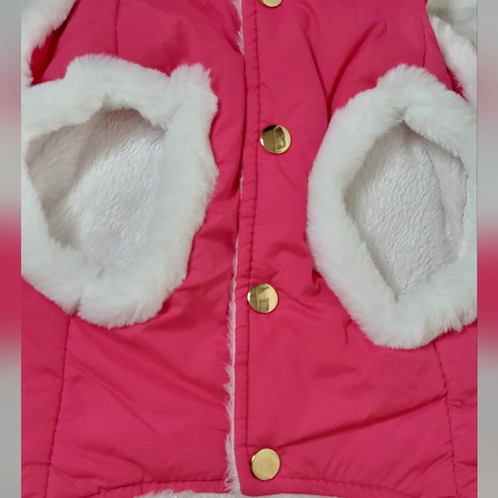 JoyDaog NWOT Pink Shawl Design Fleece Lined Winter Dog/Pet Jacket Size Large HP